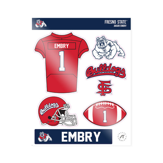 Fresno State - NCAA Football : Jakari Embry - Sticker Sheet-0