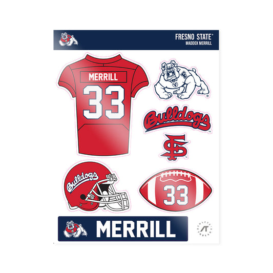 Fresno State - NCAA Football : Maddox Merrill - Sticker Sheet-0