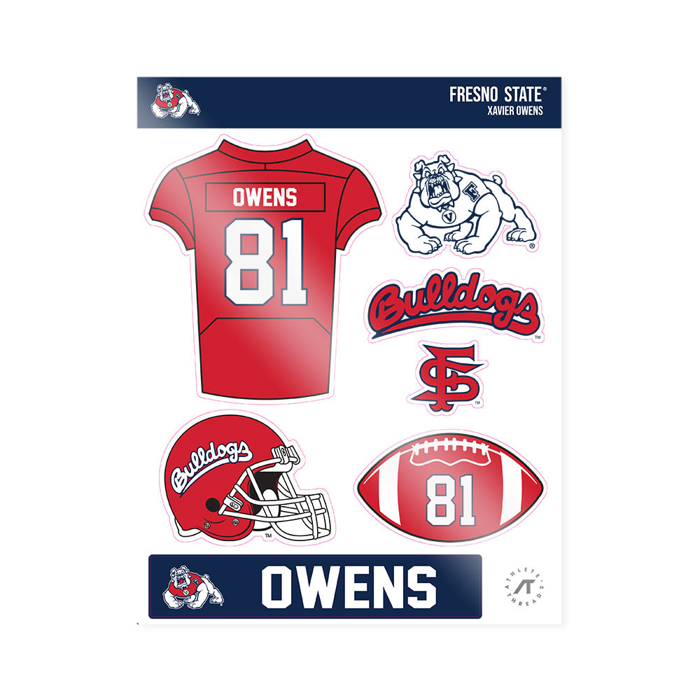 Fresno State - NCAA Football : Xavier Owens - Sticker Sheet-0