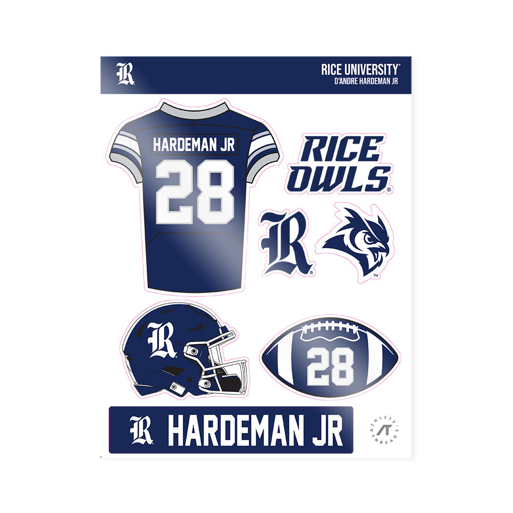 Rice - NCAA Football : D'Andre Hardeman Jr - Sticker Sheet-0