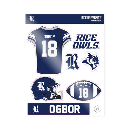 Rice - NCAA Football : Ahran Ogbor - Sticker Sheet-0
