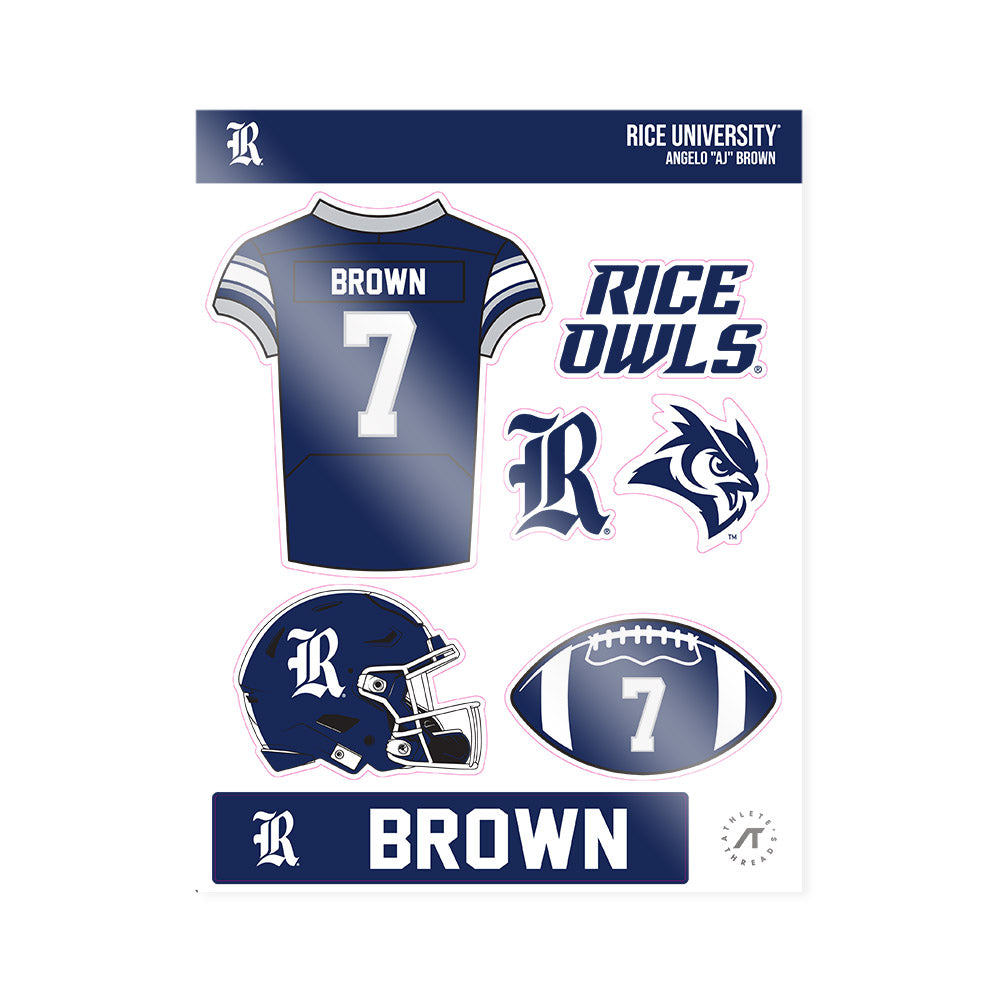 Rice - NCAA Football : Angelo "AJ" Brown - Sticker Sheet-0