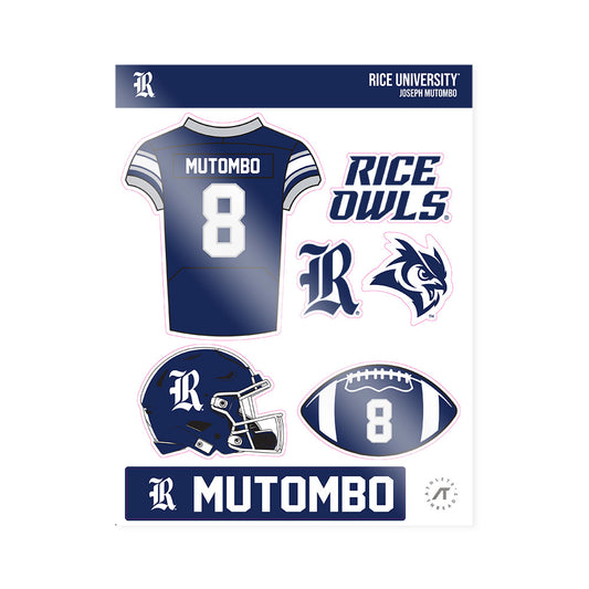 Rice - NCAA Football : Joseph Mutombo - Sticker Sheet-0