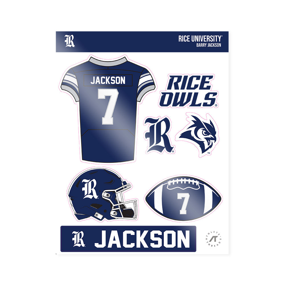 Rice - NCAA Football : Barry Jackson - Sticker Sheet-0