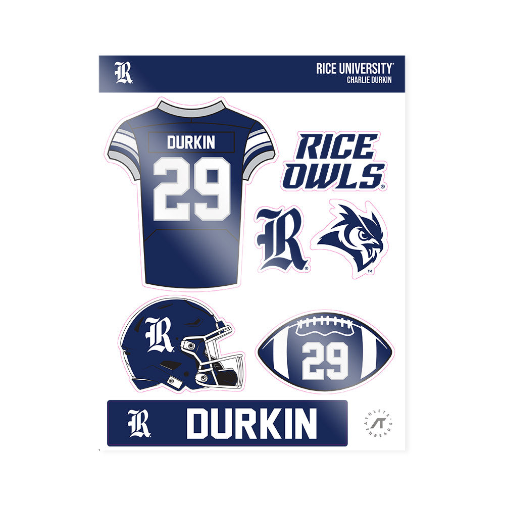 Rice - NCAA Football : Charlie Durkin - Sticker Sheet-0