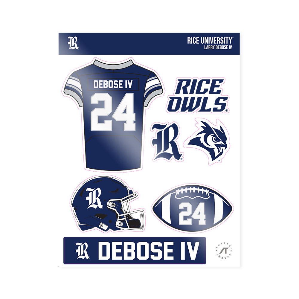 Rice - NCAA Football : Larry DeBose IV - Sticker Sheet-0