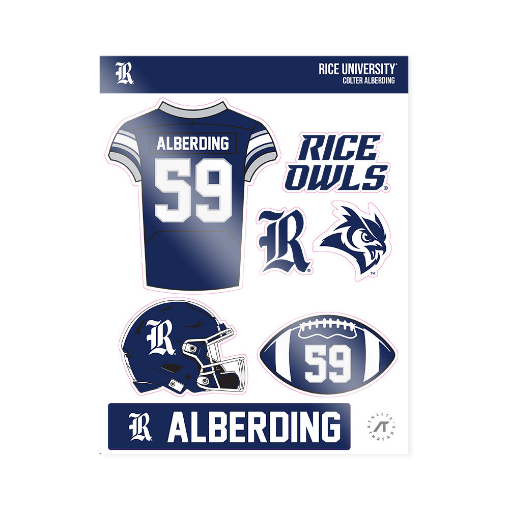 Rice - NCAA Football : Colter Alberding - Sticker Sheet-0