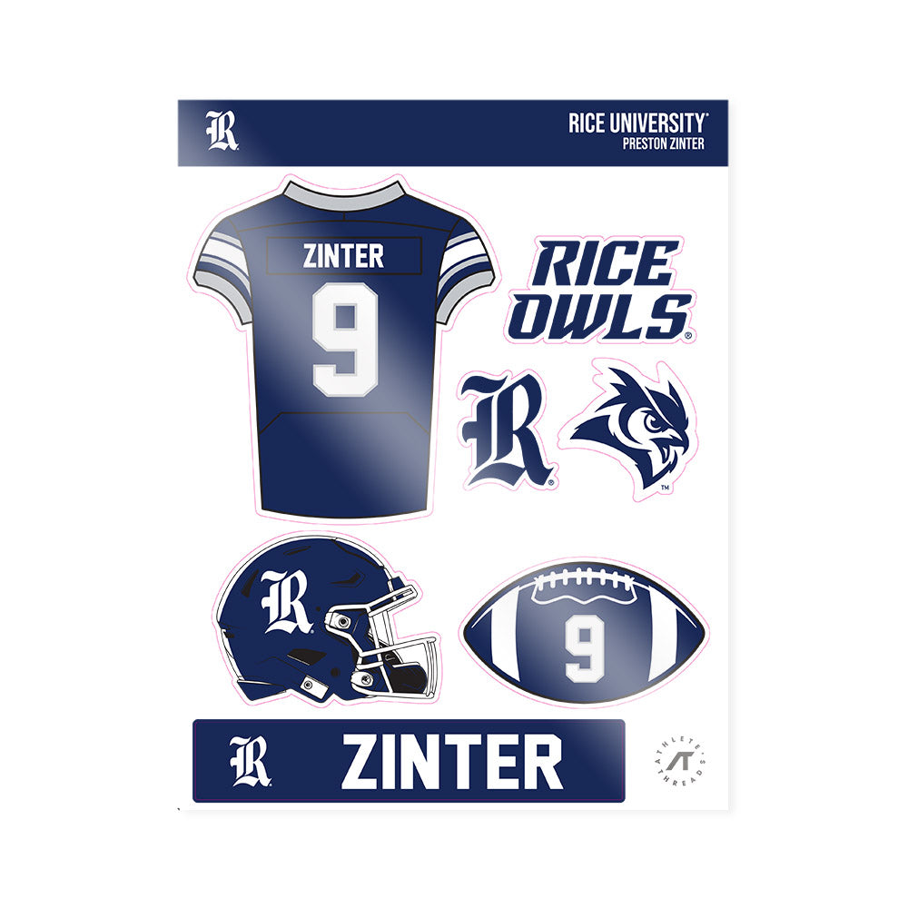 Rice - NCAA Football : Preston Zinter - Sticker Sheet-0