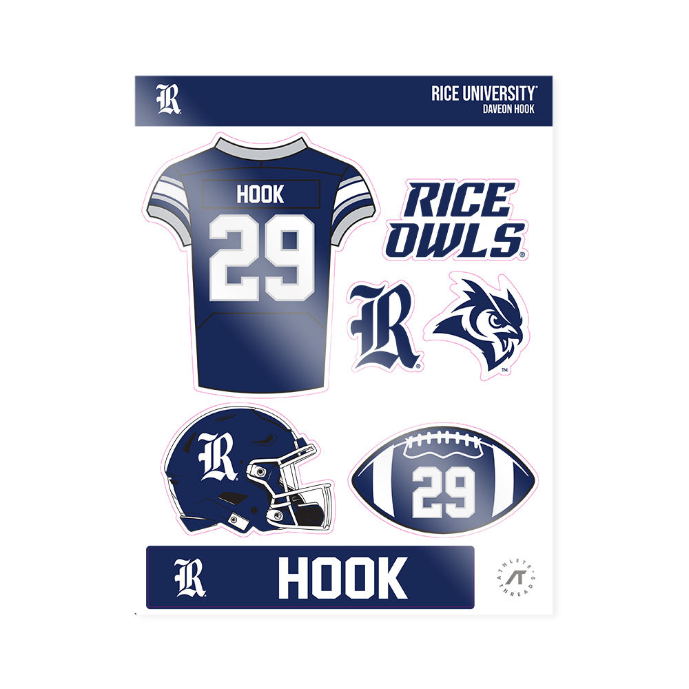 Rice - NCAA Football : Daveon Hook - Sticker Sheet-0