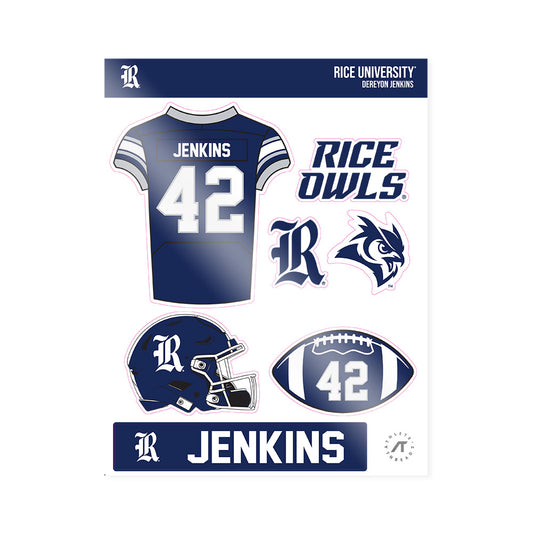 Rice - NCAA Football : DeReyon Jenkins - Sticker Sheet-0