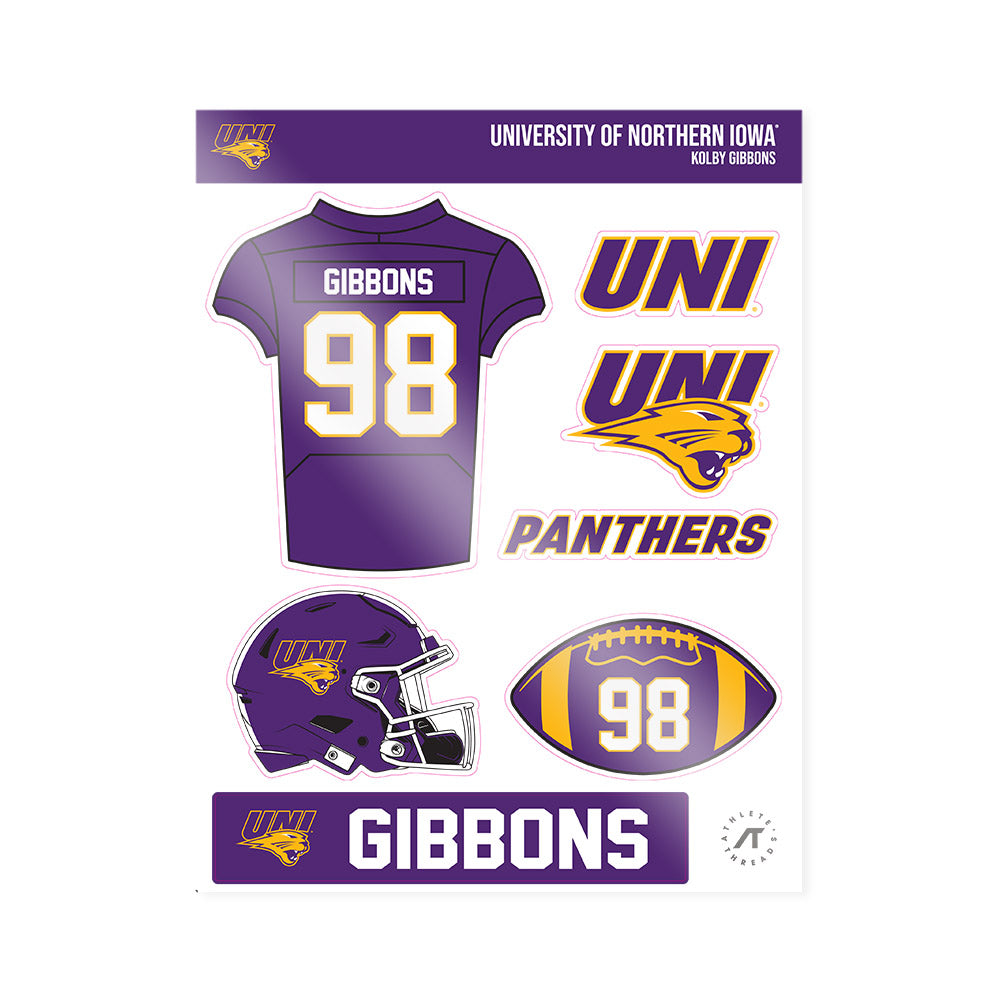 Northern Iowa - NCAA Football : Kolby Gibbons - Sticker Sheet-0