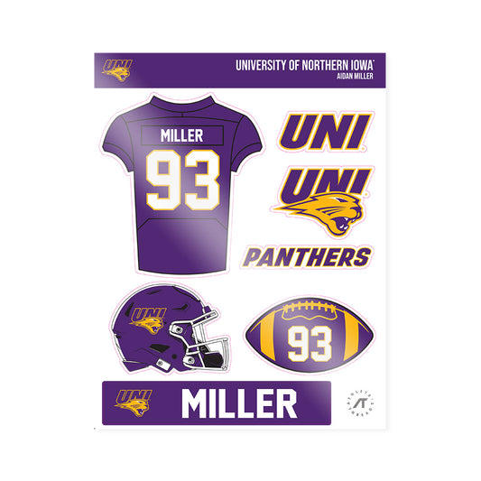 Northern Iowa - NCAA Football : Aidan Miller - Sticker Sheet-0