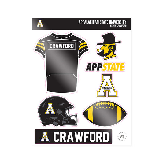 App State - NCAA Football : Kelvin Crawford - Sticker Sheet-0