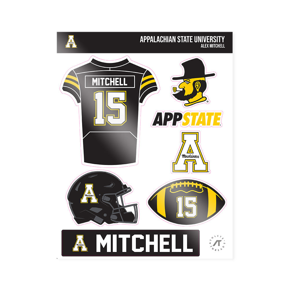 App State - NCAA Football : Alex Mitchell - Sticker Sheet-0