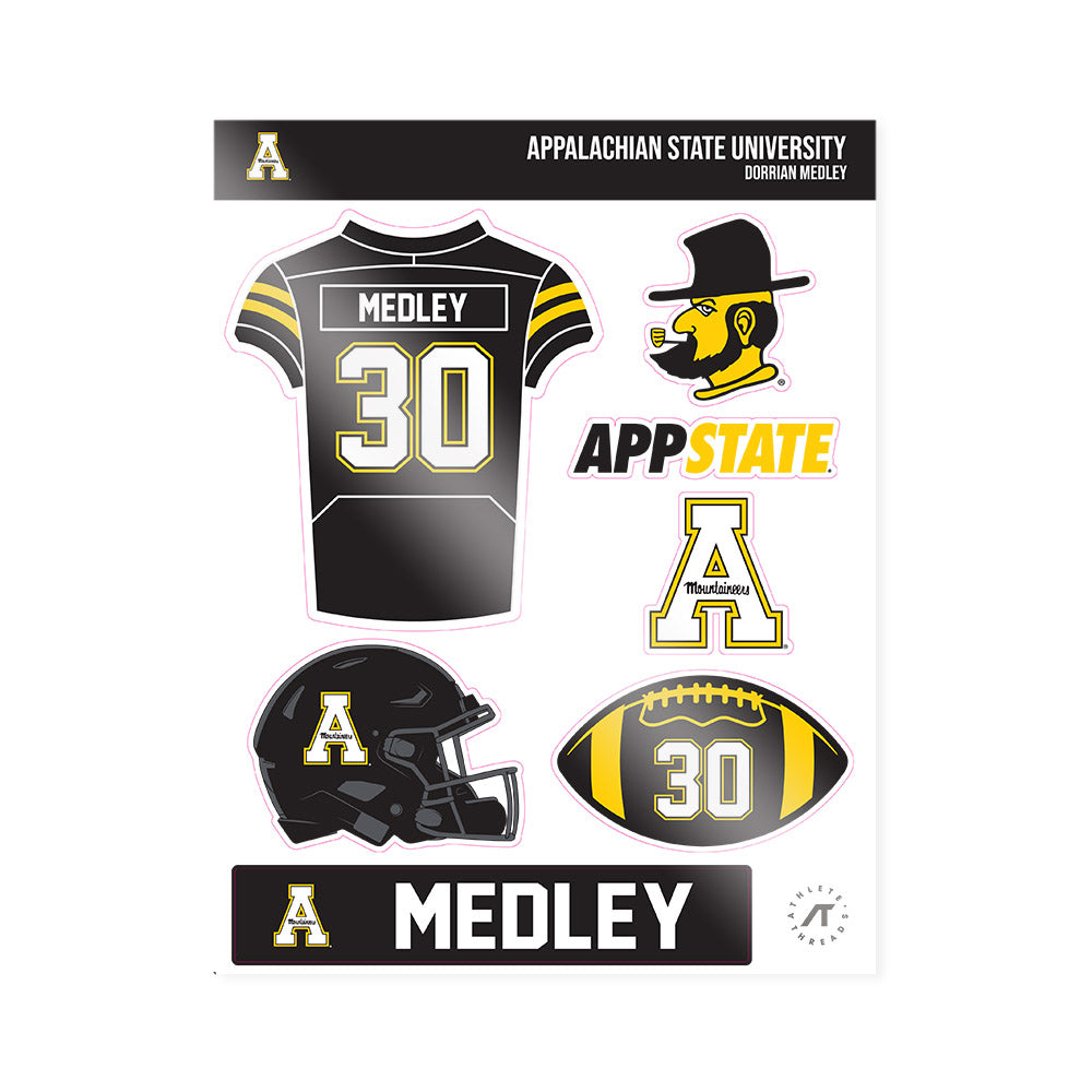 App State - NCAA Football : Dorrian Medley - Sticker Sheet-0