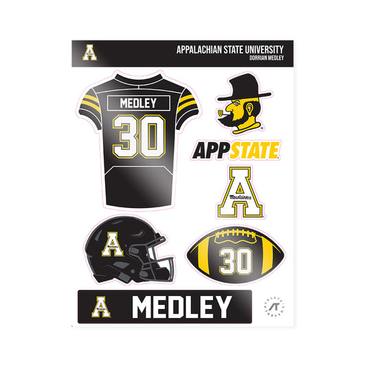 App State - NCAA Football : Dorrian Medley - Sticker Sheet-0