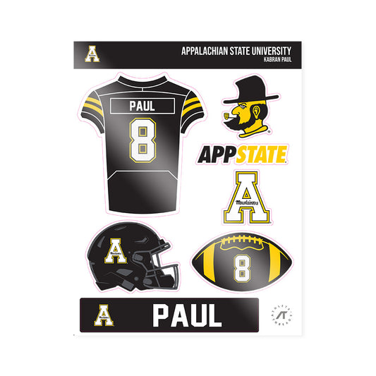 App State - NCAA Football : Kabran Paul - Sticker Sheet-0