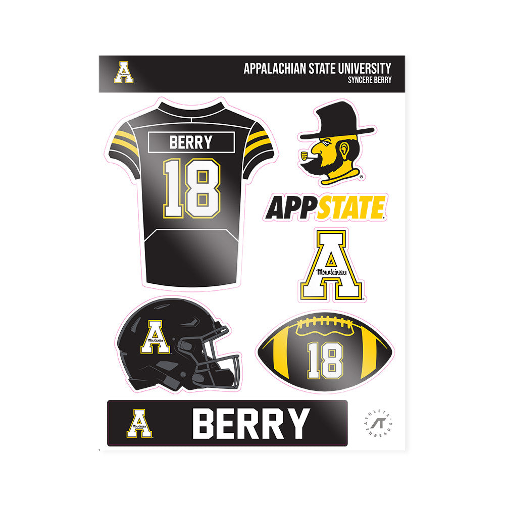 App State - NCAA Football : Syncere Berry - Sticker Sheet-0