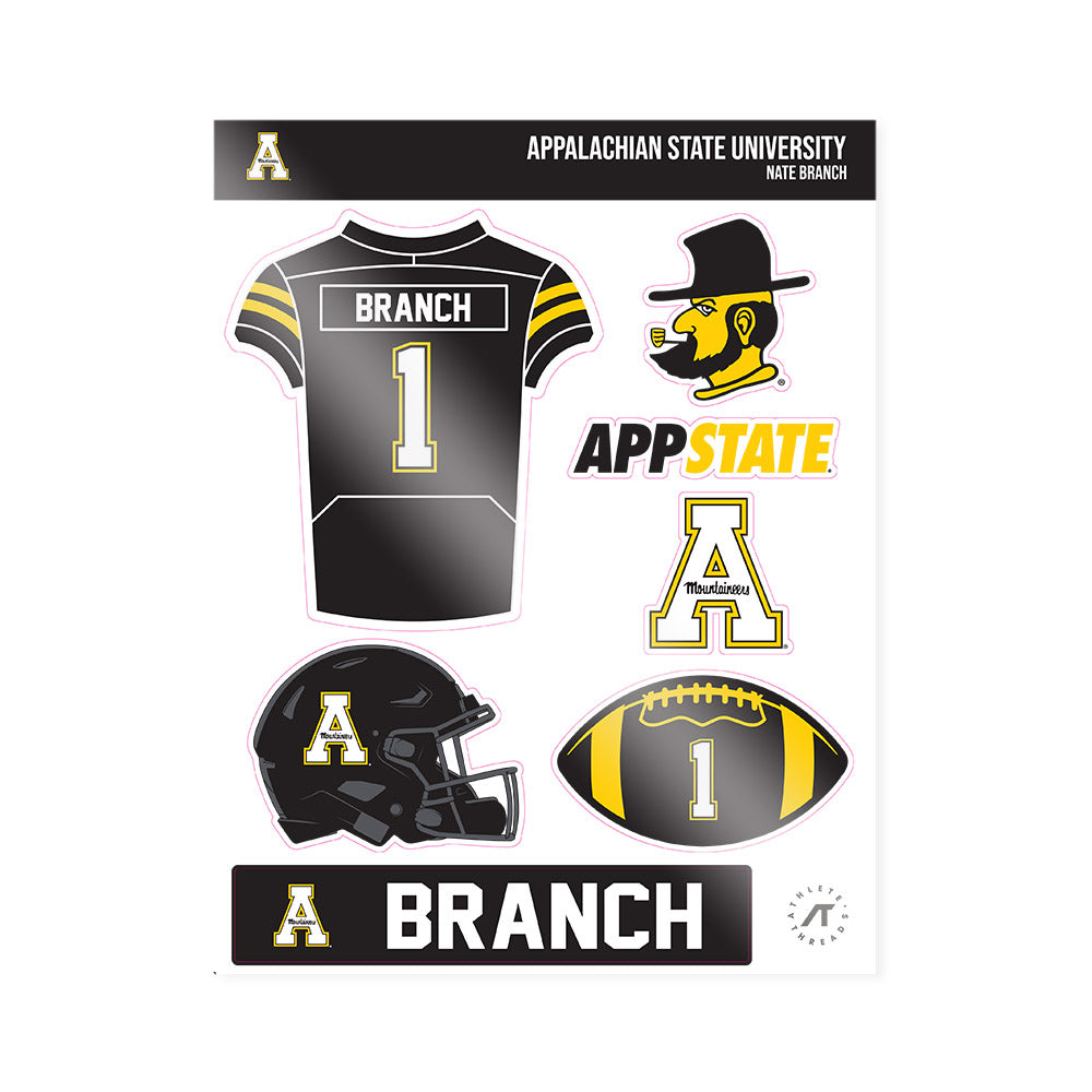 App State - NCAA Football : Nate Branch - Sticker Sheet-0