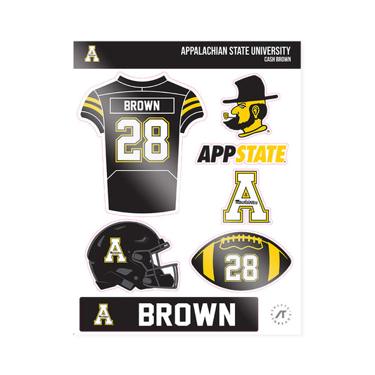 App State - NCAA Football : Cash Brown - Sticker Sheet-0