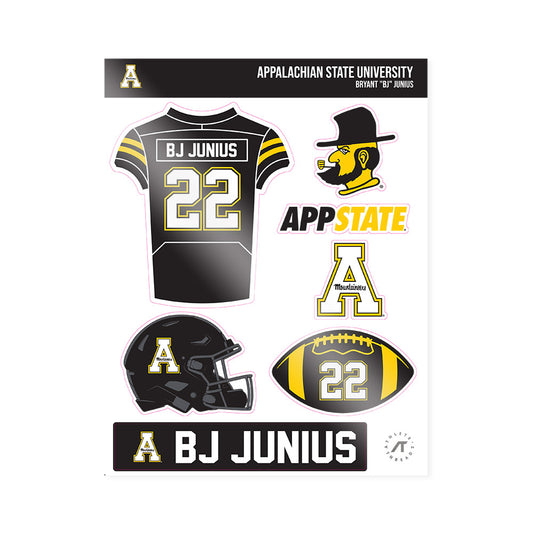 App State - NCAA Football : Bryant "BJ" Junius - Sticker Sheet-0