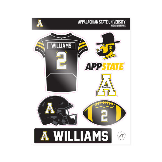 App State - NCAA Football : Micah Williams - Sticker Sheet-0