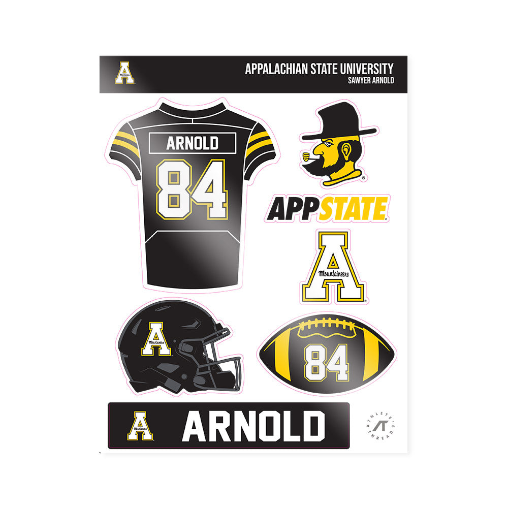 App State - NCAA Football : Sawyer Arnold - Sticker Sheet-0