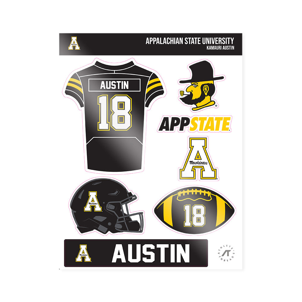 App State - NCAA Football : Kamauri Austin - Sticker Sheet-0