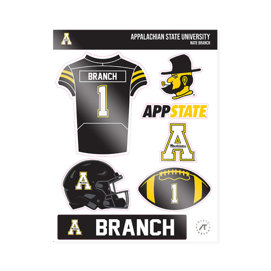App State - NCAA Football : Nate Branch - Sticker Sheet-0