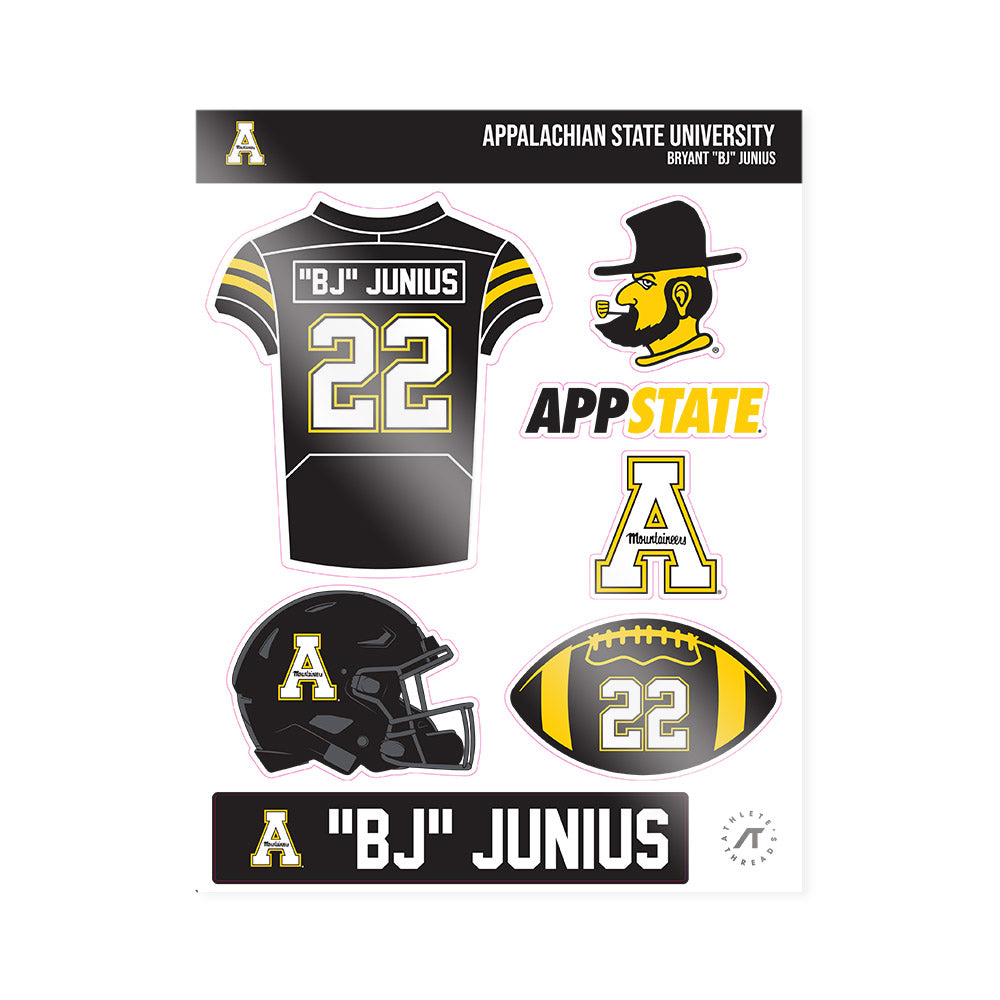 App State - NCAA Football : Bryant "BJ" Junius - Sticker Sheet-0