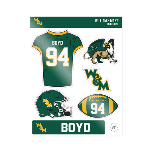 William & Mary - NCAA Football : Carter Boyd - Sticker Sheet-0