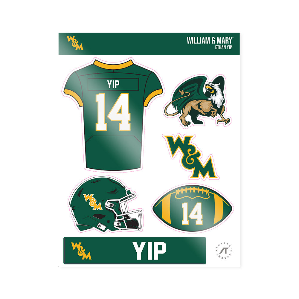 William & Mary - NCAA Football : Ethan Yip - Sticker Sheet-0