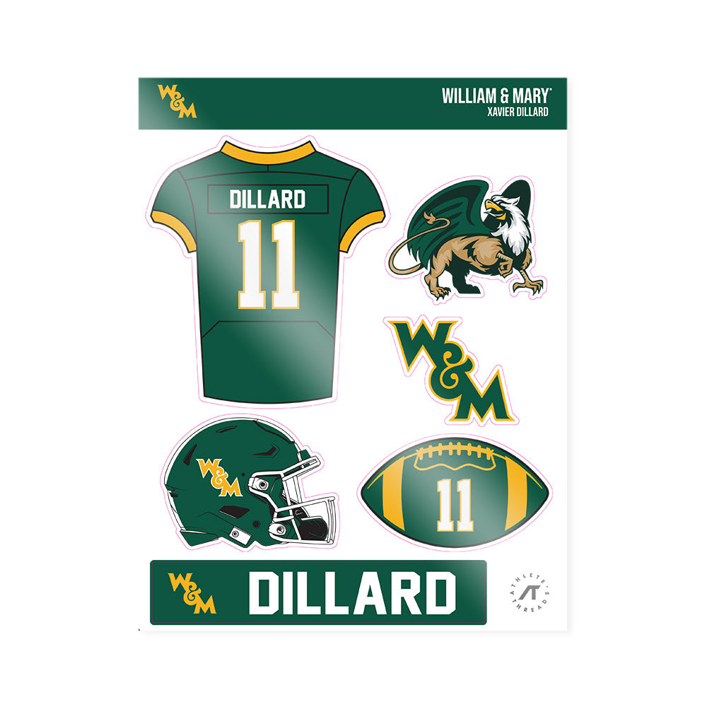 William & Mary - NCAA Football : Xavier Dillard - Sticker Sheet-0