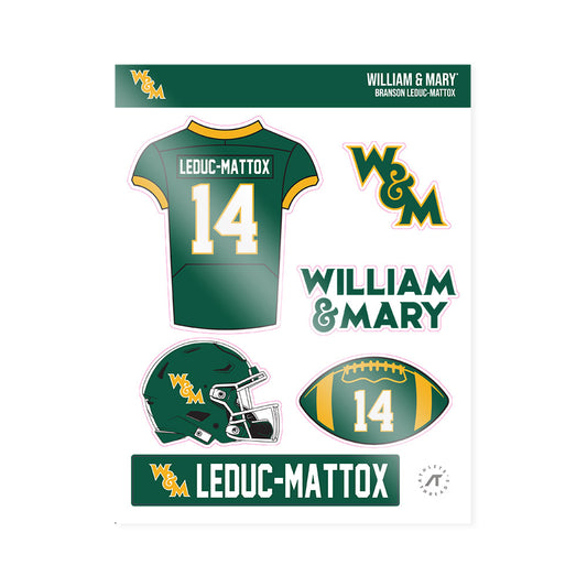 William & Mary - NCAA Football : Branson Leduc-Mattox - Sticker Sheet-0