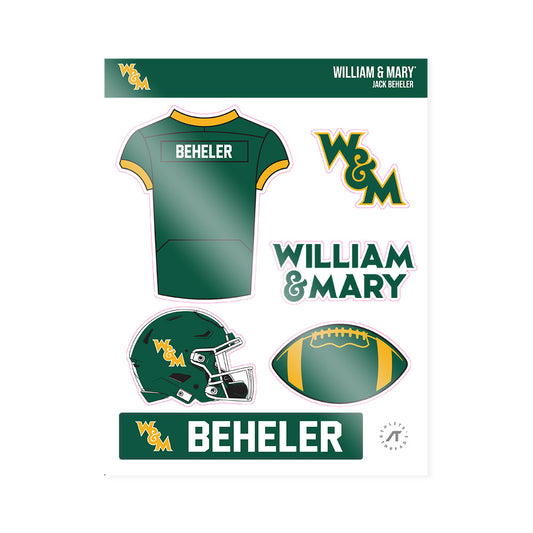 William & Mary - NCAA Football : Jack Beheler - Sticker Sheet-0