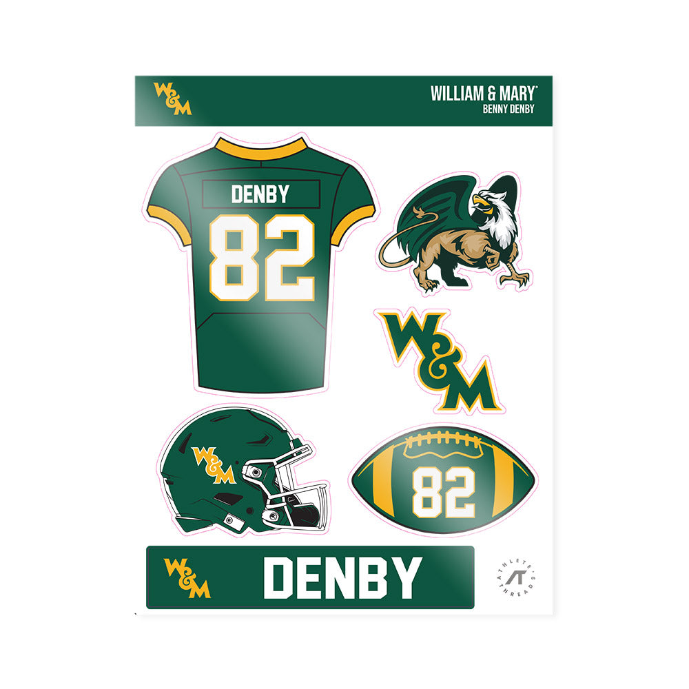 William & Mary - NCAA Football : Benny Denby - Sticker Sheet-0