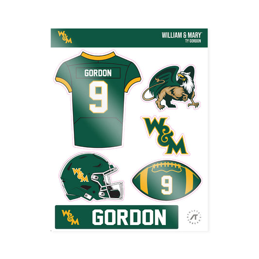 William & Mary - NCAA Football : Ty Gordon - Sticker Sheet-0