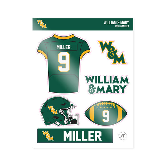 William & Mary - NCAA Football : Joshua Miller - Sticker Sheet-0
