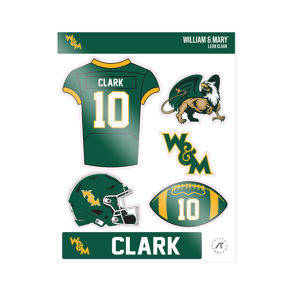 William & Mary - NCAA Football : Leon Clark - Sticker Sheet-0