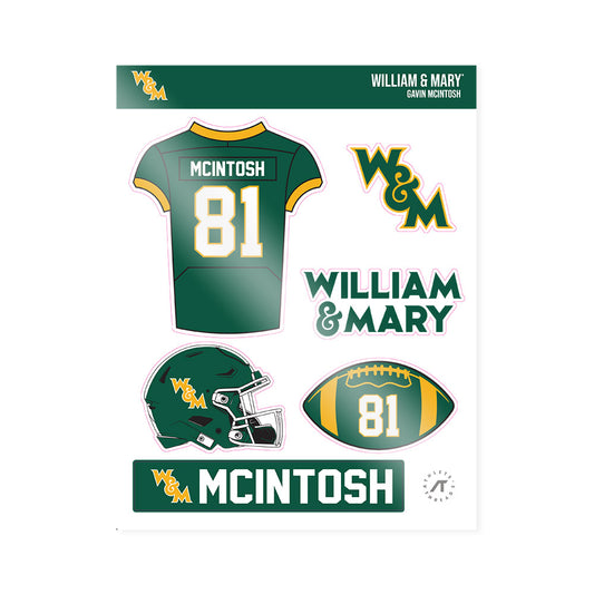 William & Mary - NCAA Football : Gavin McIntosh - Sticker Sheet-0