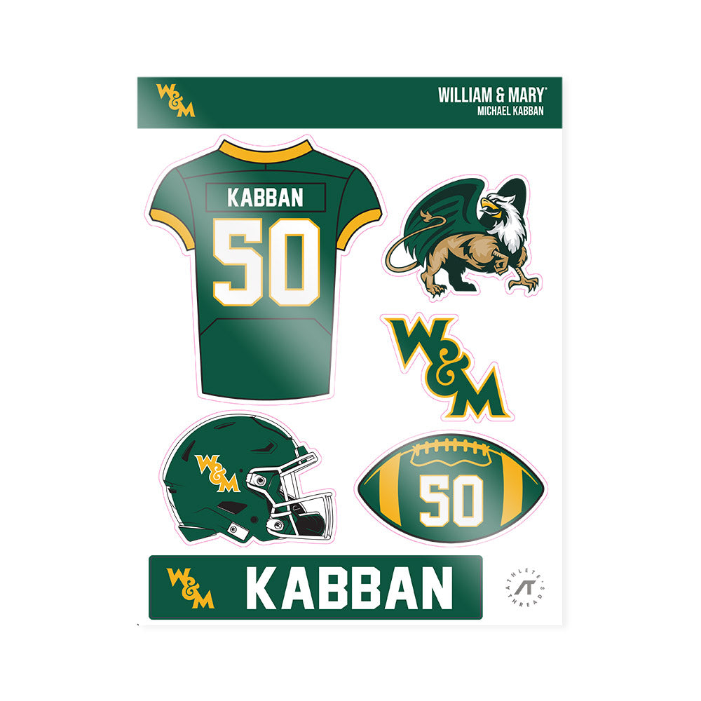 William & Mary - NCAA Football : Michael Kabban - Sticker Sheet-0