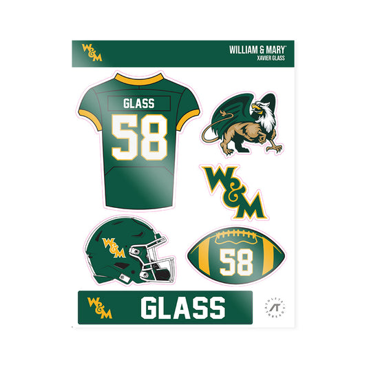 William & Mary - NCAA Football : Xavier Glass - Sticker Sheet-0