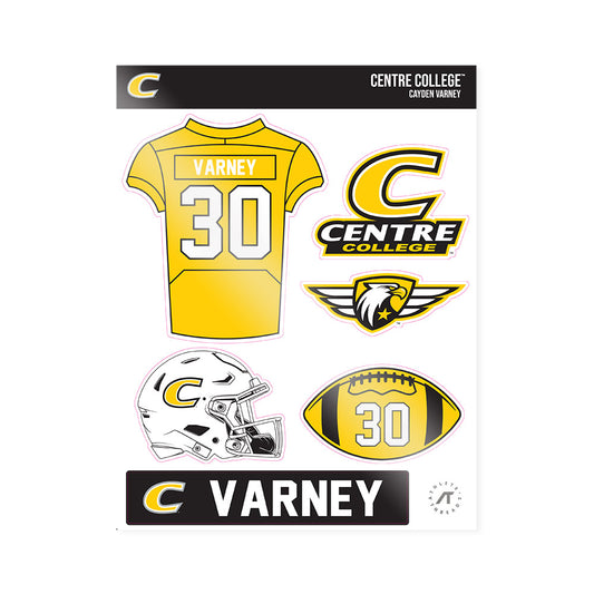 Centre College - NCAA Football : Cayden Varney - Sticker Sheet-0