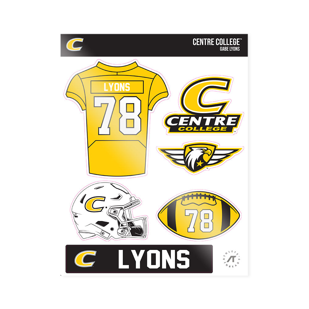 Centre College - NCAA Football : Gabe Lyons - Sticker Sheet-0