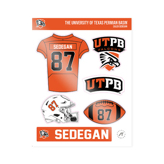 UTPB - NCAA Football : Caleb Sedegan - Sticker Sheet-0