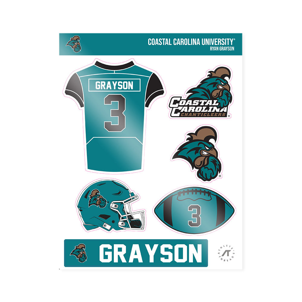Coastal Carolina - NCAA Football : Ryan Grayson - Sticker Sheet-0