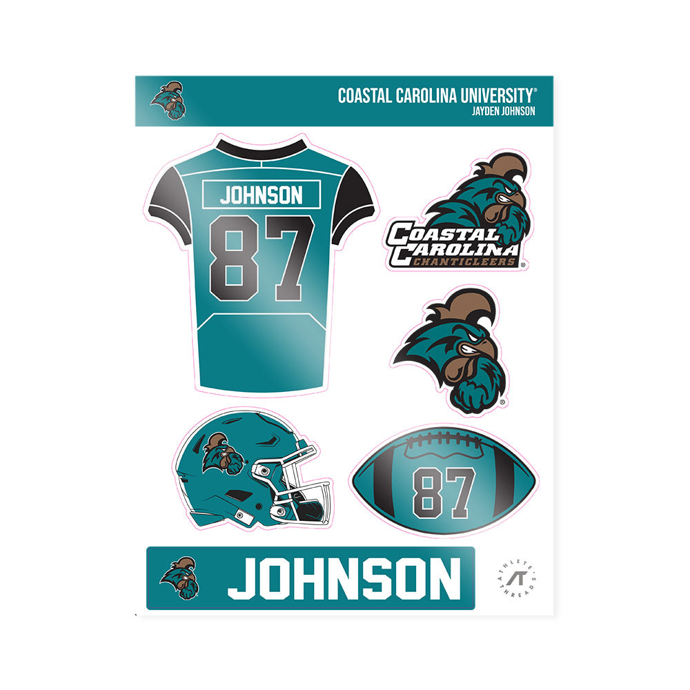 Coastal Carolina - NCAA Football : Jayden Johnson - Sticker Sheet-0