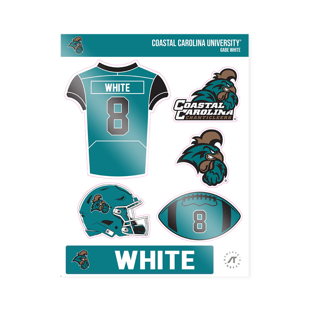 Coastal Carolina - NCAA Football : Gabe White - Sticker Sheet-0