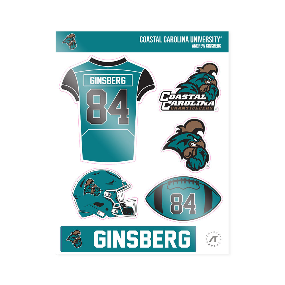 Coastal Carolina - NCAA Football : Andrew Ginsberg - Sticker Sheet-0