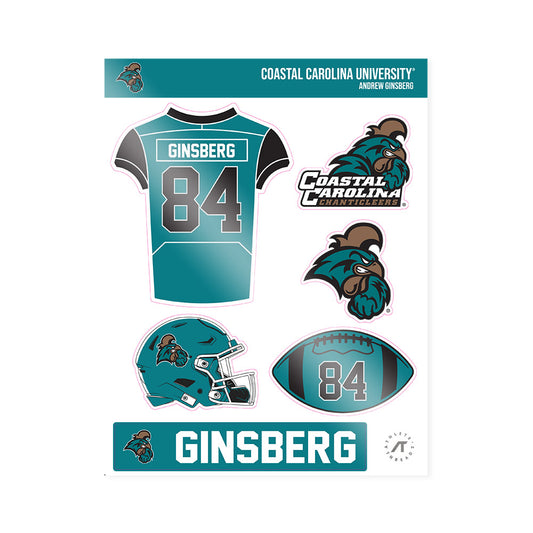 Coastal Carolina - NCAA Football : Andrew Ginsberg - Sticker Sheet-0